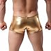Adviter Men's Faux Leather Boxer Trunks Brief Underwear Sport Shorts Swimwear Gold Large (Waistline 30-32