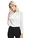 E.JAN1ST Women's Long Sleeve Shirt Tie Bow Neck Button End Slim Fit Chiffon Blouse, White, TagsizeXXL=Ussize6-8