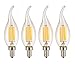 CTKcom 4W Dimmable LED Candelabra Bulb(4 Pack)- E14 Base Antique Candelabra Light Bulb 40W Equivalent Lamp, Warm White 2700K,C35 Flame Shape Bent Tip for Vintage Style