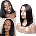 Short Silky Straight Bob Human Hair Wigs for Black Women 135% Density Brazilian Remy Hair Middle Part Lace Front Wigs with Baby Hair Glueless Bleached Knots 10inch Natural Black Color
