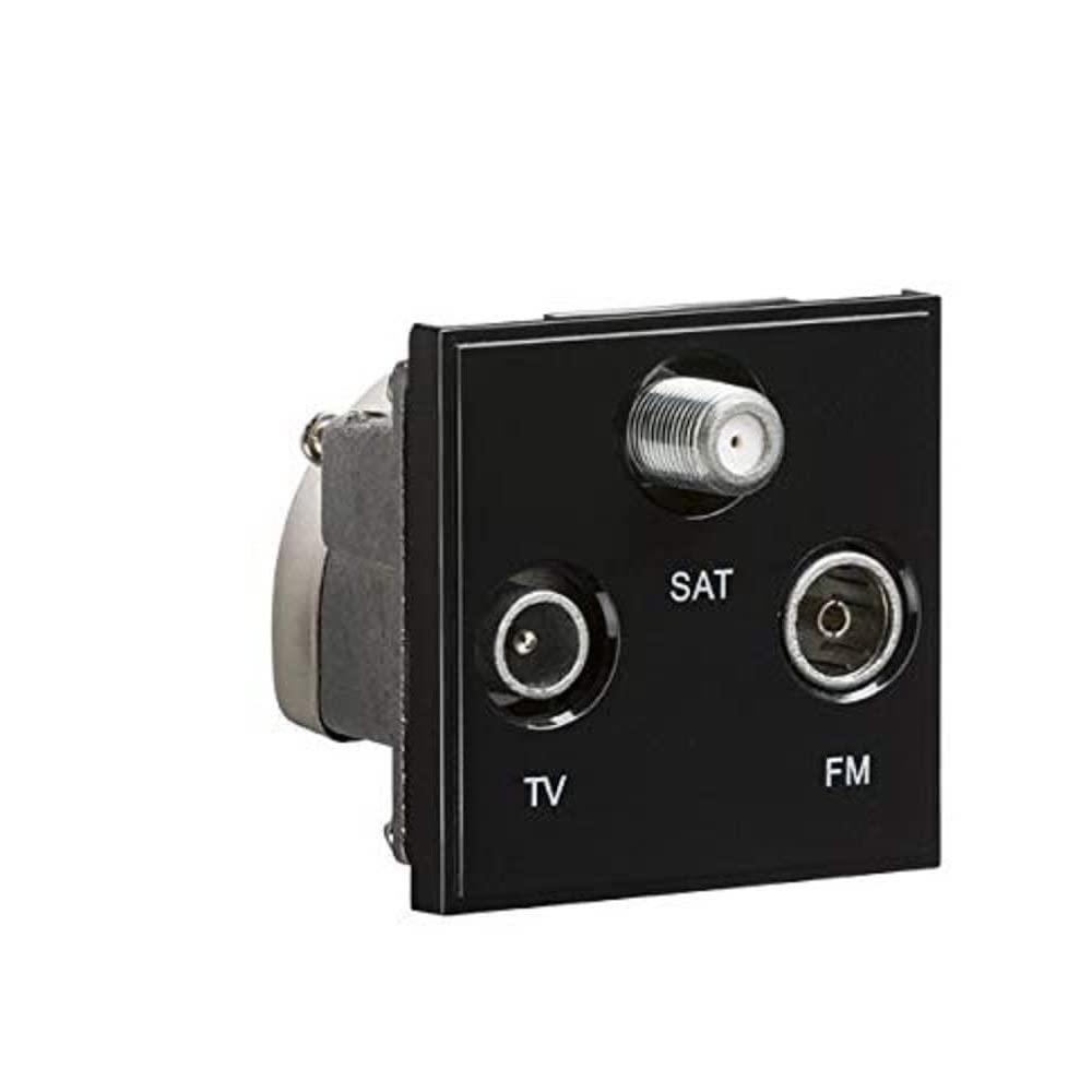 Triplexed TV/FM DAB/SAT TV Outlet Module 50 x 50mm - Black — image 1