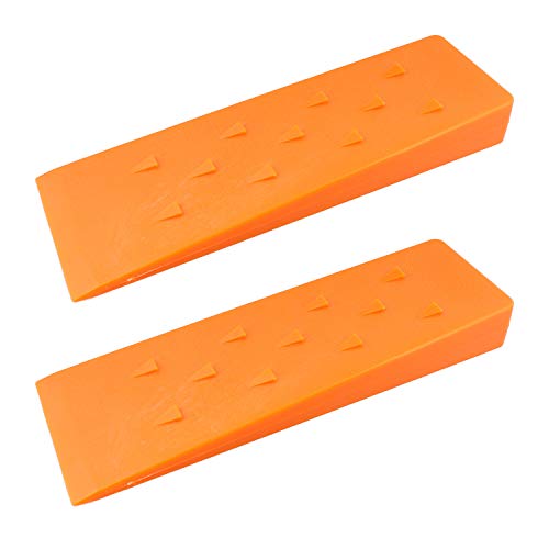 Felled Spiked Tree Felling Wedges for Tree Cutting - 10in Orange Plastic Felling Wedge, Logging Tools - 2 Pack