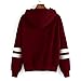 NEARTIME Women Sweater, Long Sleeve Hoodie Sweatshirt Woman Hooded Pullover Tops (M, Red)