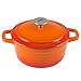 Zelancio 3 Quart Cast Iron Enamel Covered Dutch Oven Cooking Dish with Lid (Tangerine Orange)