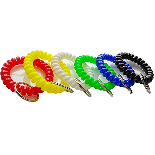 Wrist Keychain - Spring Spiral Stretch Coil Wristband Key Ring Key Chain, for Gym, Pool, ID Badge,Keys