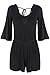 SUNNOW Women's Sexy Long Sleeves V Neck Backless Short Romper Jumpsuit (Asian L=US(6), Black)