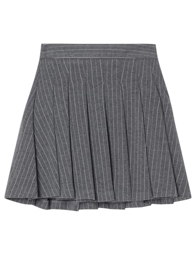 Springfield Grey Stripe Pleated Skirt Skirts, S para Mujer