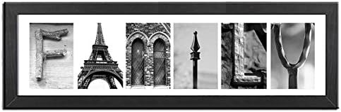 Creative Personalized Imagine Letter Art Frame with six (6) 4x6 inch clip frames, Wooden Frame