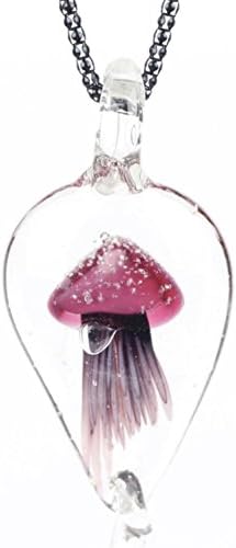 Venetian Glass Lamp Work Necklace Charm Pendant Jellyfish (Purple)