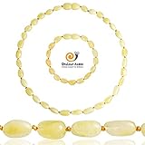 Baltic Amber Teething Necklace + Amber Teething Bracelet Set for Baby (Unisex - Butter - 12.5 Inches / 5.5 Inches), 100% Authentic Amber Necklace and Amber Teething Anklet for Infant & Toddler