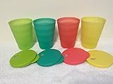 Tupperware 11oz Impressions Dripless Tumblers & Straw Seals Set of 4 Summer 2015 New