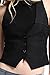 Fashion Secrets Juniors Racerback Satin Back Waistcoat Black Vest (Large, Black)