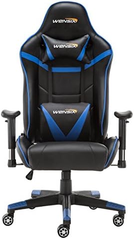 WENSIX Ergonomic High Back Computer Gaming Chair for PC Racing Chairs with Adjustable Headrest and Backrest (Blue)