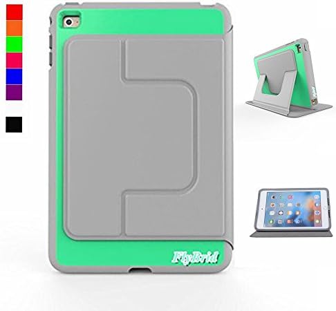 Flybrid Sleep series Heavy Duty Shockproof Drop Resistant Defender Full Body Protective with Leather Kickstand Cover Case for ipad mini 1/2/3(Gray-green)