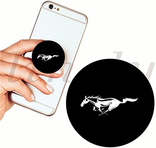 Cell Phone Holder Expanding Stand and Grip Pop Mount Sockets for smartphone and tablet iphone ipad- ford mustang on black glossy - black