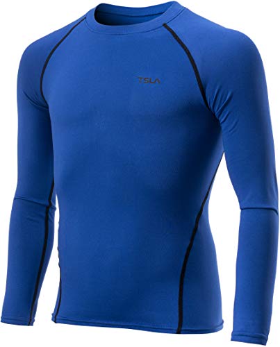TSLA Camisetas térmicas de manga larga para niños, niñas y niños, camisas de capa base de compresión con forro polar con cuello redondo