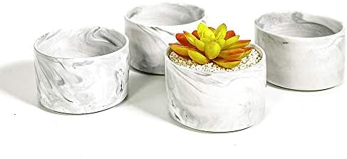 Truedays Succulent Cactus Plant Pot Marble Design Ceramic Pot, Mini 3.15" Flower Planter Pot for Modern Home Decor, Pack of 4