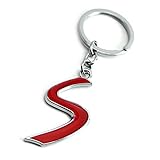 iJDMTOY (1) Chrome Finish Red S Sport Key Chain Fob Ring Keychain For MINI Cooper