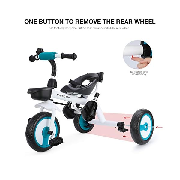 Fascol 4 En 1 Tricycle Bebe Evolutif Avec Porte Gobelet Pour Enfant De 12 Mois A 5 Ans Charge Maximale 30 Kg Poussette Sucre D Orge