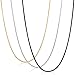 FIBO STEEL 0.9mm Stainless Steel Mens Womens Necklace Snake Chain 3 Pcs a Set, 14-36 inches
