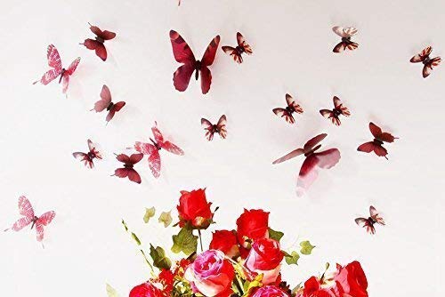 WALPLUS Streak Butterfly Red Wall Stickers, Vinyl, Multi-Colour, 10 x 10 x 3 cm