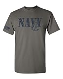 All Things Apparel United States Navy Flag on Sleeve Men's T-Shirt - 2XL Charcoal/Navy Print (ATA1661)