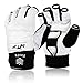 FitsT4 Sports Half Mitts MMA Training Boxing Punch Bag Kickboxing Sparring Grappling Martial Arts Muay Thai Taekwondo Wrist Wraps Support Gloves for Women Men White S