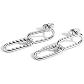 RUOXITIA 18K Gold-Plated Paperclip Earrings 925 Sterling Silver Posts Lightweight Hypoallergenic Earrings Jewelry Gift Birthday Present