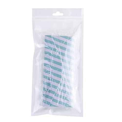 COSMOS Foldable Triangle Sunglasses Goggles Pouch Case Eyeglasses Holder with Cleaning Cloth, White/Mint Stripe
