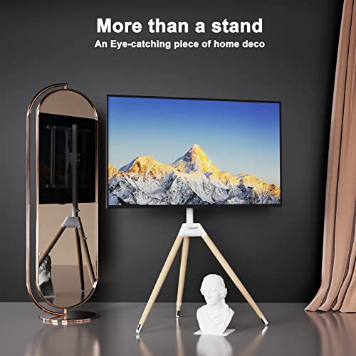 WORLDLIFT Tripod TV Floor Stand for Universal 32-60 Inch TVs,Height Adjustable Easel TV Stand Mount Height Adjustable with Swivel and Tilt,Max Load 35KG,White