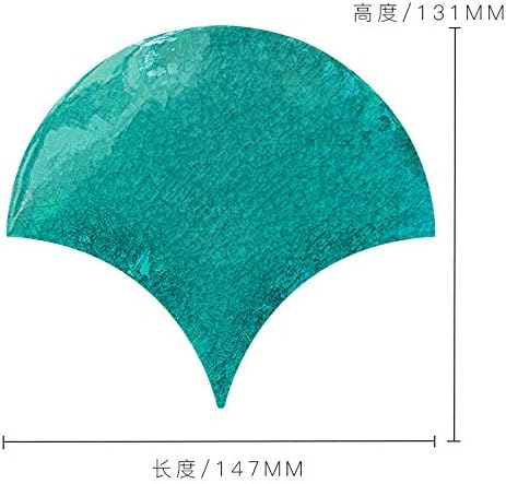 KLMWDDBT 20 Pieces of Creative DIY Fan-Shaped Fish Tile Sticker Kitchen Bar Decorative PVC Waterproof Anti-Oil Sticker 3D Stereo Wall Sticker 14.7x13.1cm Mediterranean Green