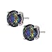 Round Mystic Fire Color Cz Stud Earrings on 925 Sterling Silver Rhodium Plated (8mm)