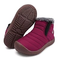 Zefani Kids Waterproof Snow Boots Winter Anti-Slip Fur Lined Warm Shoes Outdoor Red 13 M US Little Kid