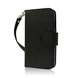 MPERO Samsung Galaxy S4 Wallet Case, [Flex Flip] Cover with Card Slots and Wrist Strap (Black)