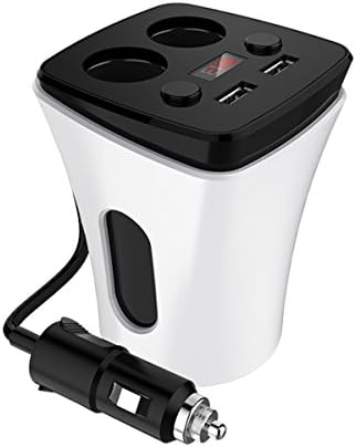Car Charger with Dual USB Charging Interface 2 Cigarette Lighter Socket Charger Battery Voltage Display Car Charger (Cup Charger)