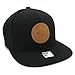 CALI Bear on Round Lether Patch Snapback Cap, California Republic hat (Black)