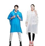 Loritta Adult Bicycle Bike Rain Coat Hooded Rain Poncho with Snaps, Set of 2, Blue/White