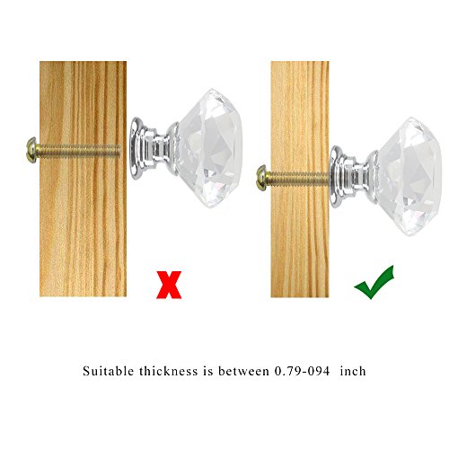 10PCS Crystal Drawer Pulls Glass Clear Door Knobs for Kitchen Cabinets Wardrobe Cupboard Closet Hutch Chest Desk, Diamond Shape Furniture Handles w/Screw by INNKER - Thumbnail 4
