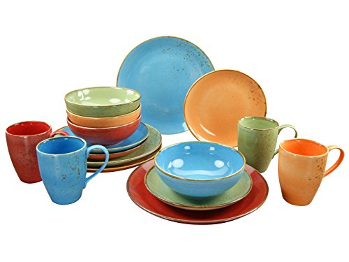 CreaTable, 19989, Serie Nature Collection, 16-teiliges Geschirrset, Kombiservice aus Steinzeug, spülmaschinen- und mikrowellengeeignet, Qualitätsproduktion