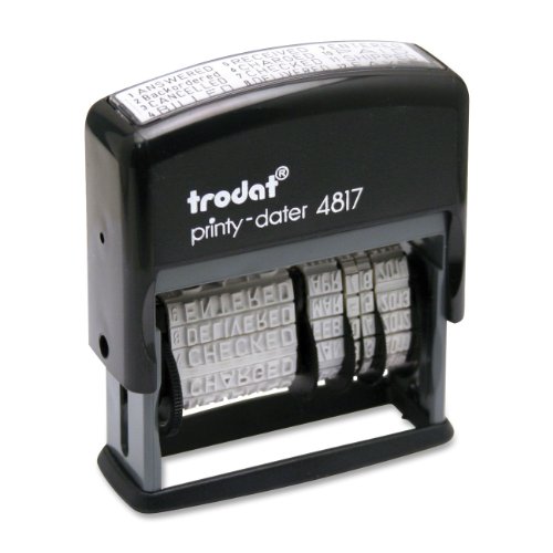 Trodat Printy 4817 Self-Inking Economy 12-Message and Date Stamp, Black