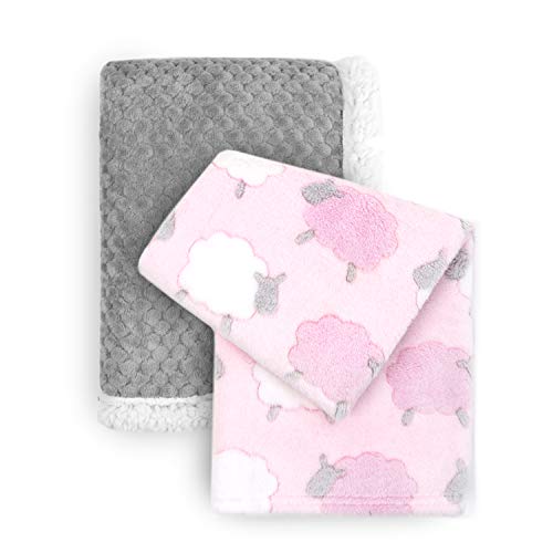 Tadpoles Popcorn Lightweight Plush and Sherpa UltraSoft Baby Blanket