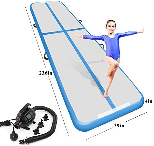 Playieer 9.84ft/13ft/16.4ft/19.69ft/23ft/26ft/29ft/33ft/36ft Air Track Tumbling Mat for Gymnastics Inflatable Airtrack Floor Mats with Electric Air Pump for Home Use