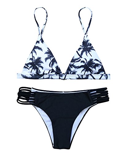 Ruuhee women two piece swimsuit floral printing cut out…