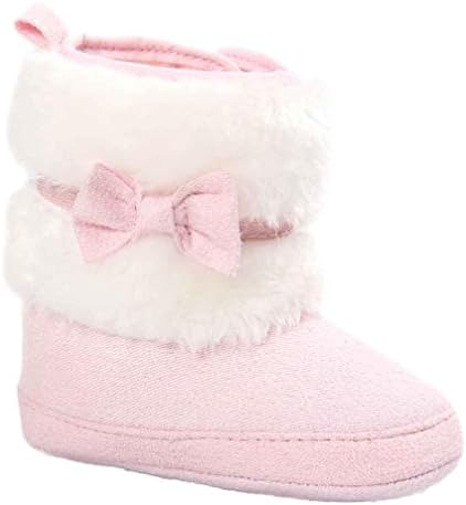 Orangeskycn Toddler Boots for Girls,Crib Shoes Bowknot Winter Soft Sole Snow Boots