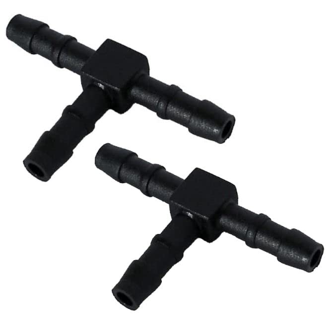 2x Hose Tube Pipe 3-way T-Piece Splitter Connector 5mm Tube Pipe Connector Joiner Air Fuel Water - FREE FIRST CLASS UK POSTAGE!