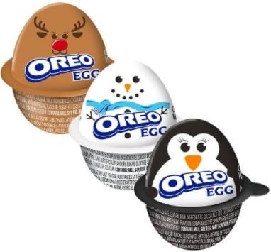 Holiday Oreo Eggs! Creme filled candy with cookie pieces! Pack of 3 (Reindeer, Snowman and Penguin)