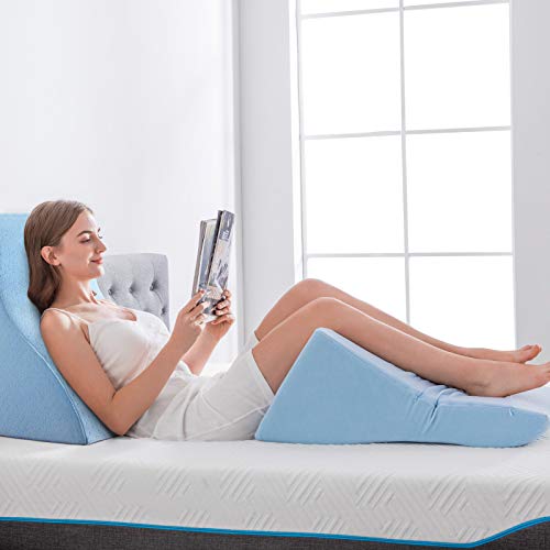 NOFFA Reading Pillow, Memory Foam Ergonomic Wedge Pillow, Leg Elevation