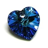 4 pcs Swarovski Xilion Crystal 6228 Heart Charm Pendant Bermuda Blue 10mm / Findings / Crystallized Element