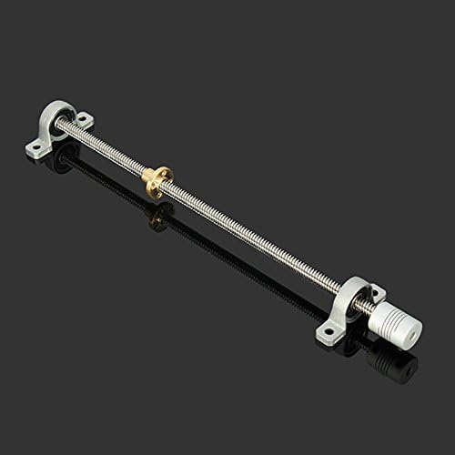 T8 400mm Stainless Steel Lead Screw Set with Mounted Ball Bearing and Shaft Coupling