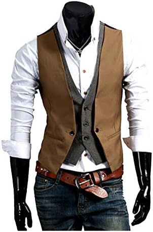 Evaliana Men's Tuxedo Suit Waistcoat Vest Top
